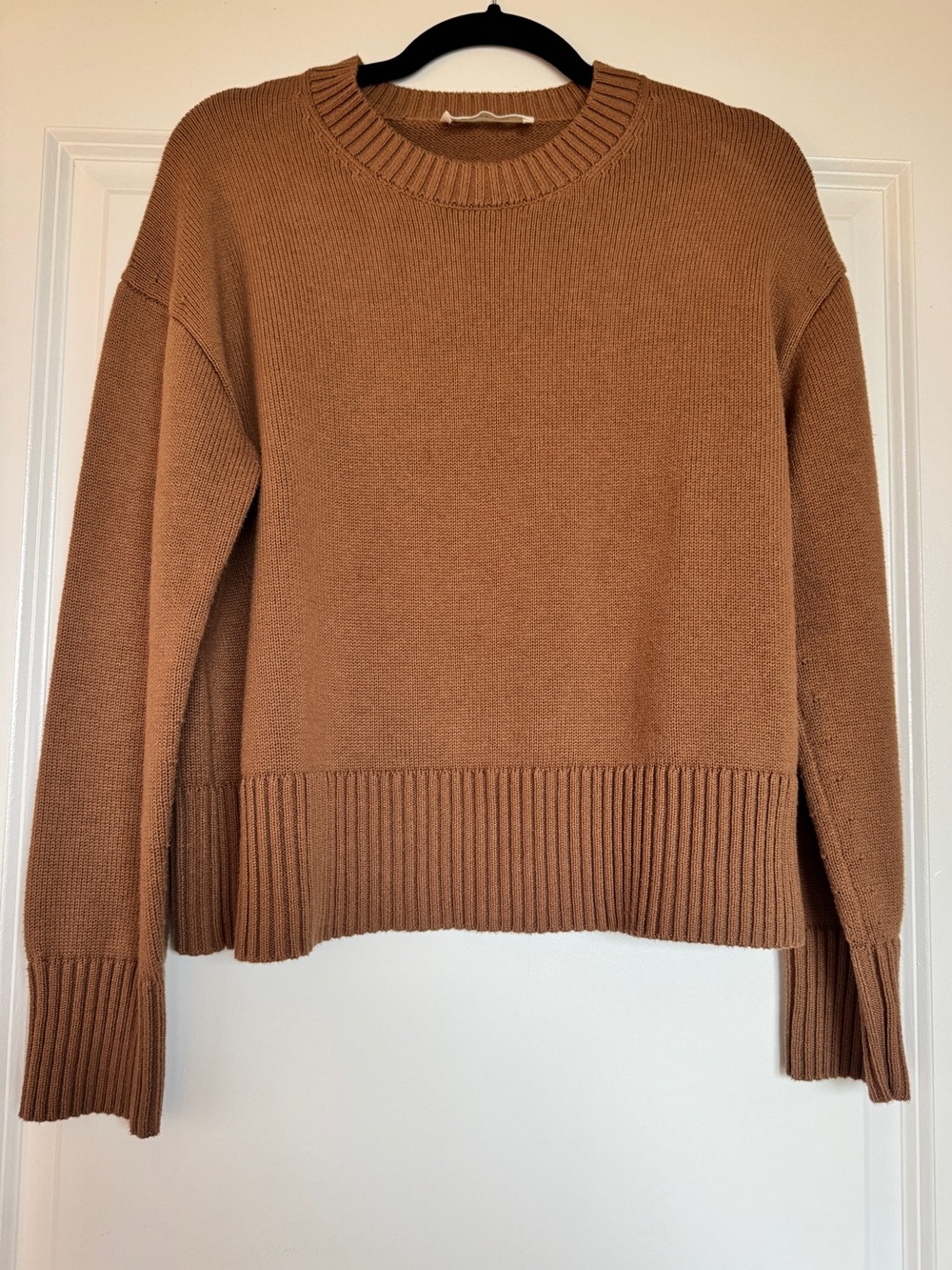 EUC EVERLANE Boxy Sweater in Everyday Cotton Camel Brown Size Small